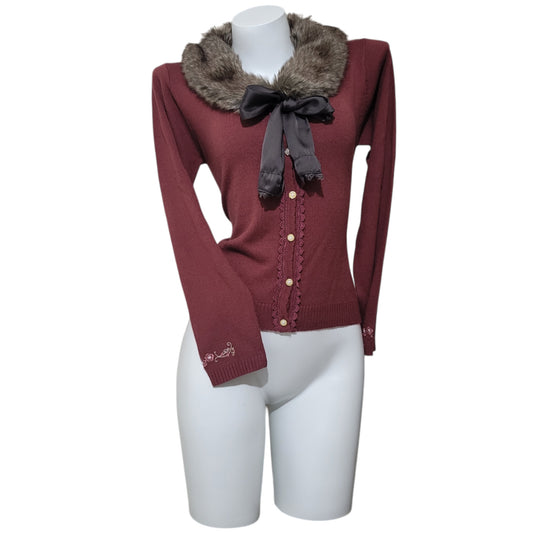 Axes Femme Burgundy Cardigan